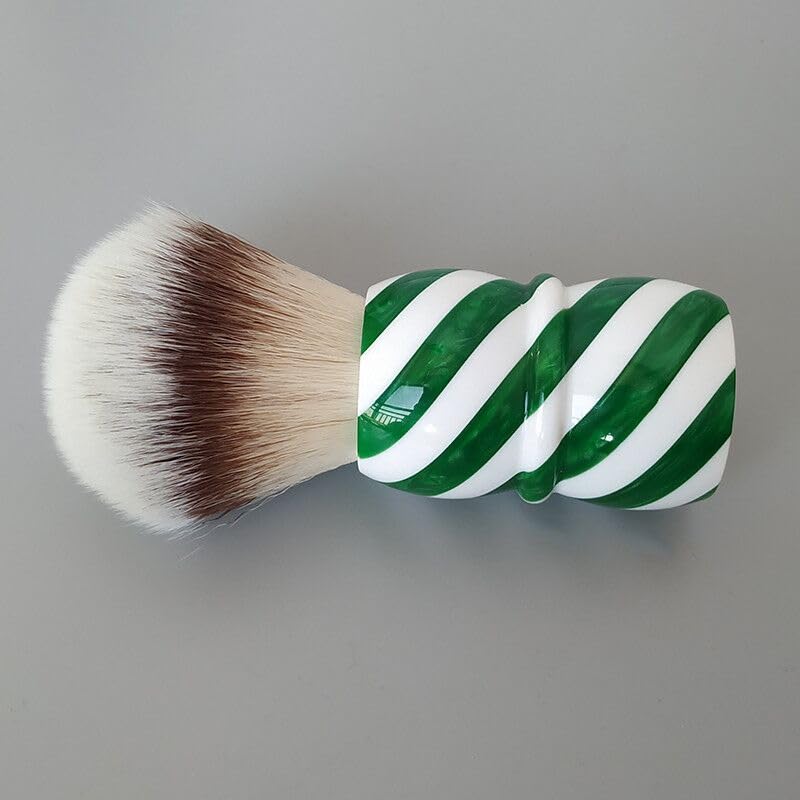 green wave shaving brush with luxury resin handle and A2S synthetic hair bristle vegan shave brush