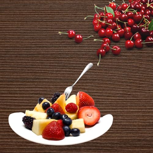 Image of 12-Piece 410 Stainless Steel Dessert Spoon and Fork Set - Cutlery Set (6 Dessert Spoons + 6 Small Forks - Mirror Finished, Rust Resistant - Perfect for Daily Use