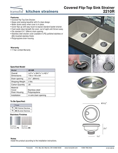 Colador con tapa plegable Transolid 2210R-BS miniatura 3