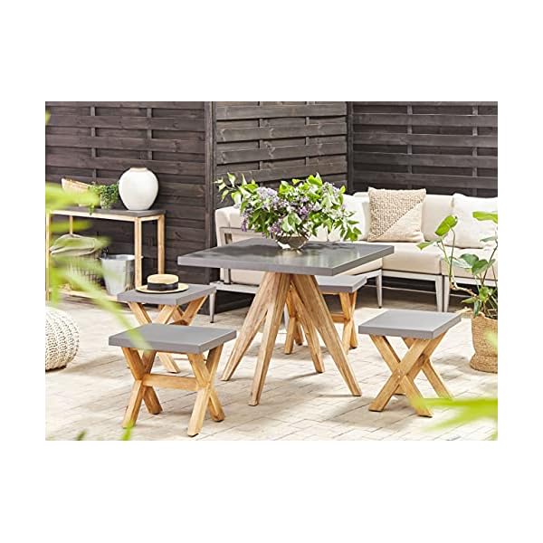 Patioco Gartenset Olbia Faserzement & Akazie Grau