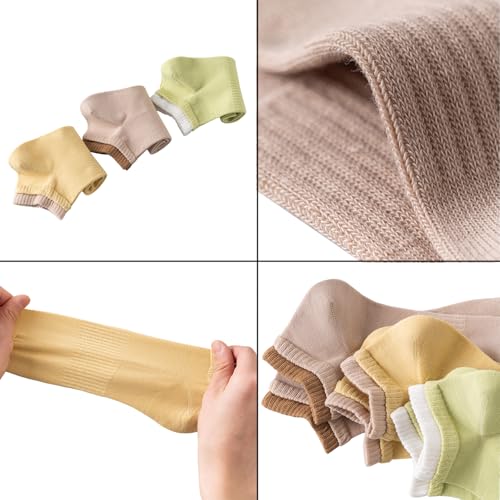 Image of Yomutiur Cotton Ankle Socks for Women Low Cut Thin Sock Lightweight Solid Color 5 Pairs (Size for 5-10)