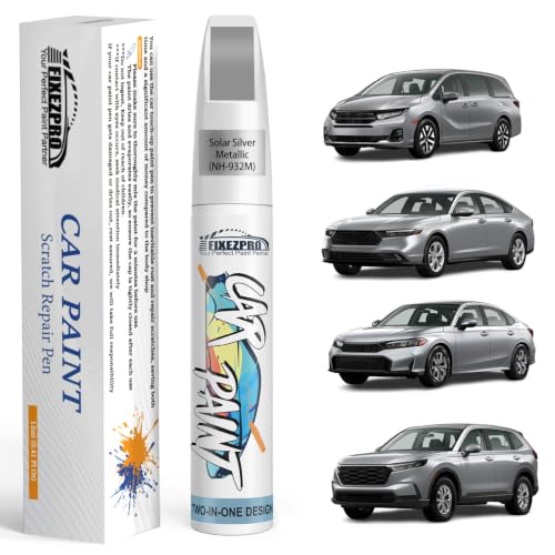 Image of Solar Silver Metallic(NH-932M) Touch Up Paint for Honda, Exact Color Match Car Paint Scratch Repair Remover Pen Kit Fix Vehicle Chips and Automotive Nicks Scuff