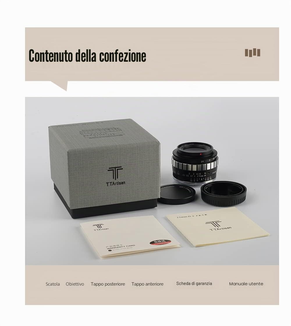 TTARTISAN 23 mm F1.4 obiettivo per fotocamera APS-C messa a fuoco manuale grandangolare obiettivo primario portatile per Sony E mount adatto per ritratti e istantanee di strada
