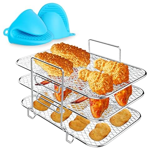 Air Fryer Rack for Ninja Dual Air Fryer, 304 Stainless Steel Ninja Rack Air Fryer Accessories, Compatible with Ninja Dual Zone Air Fryer AF300UK/ AF400UK Cover