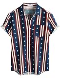 VATPAVE Mens Hawaiian Flamingo Shirts Casual Tropical Short Sleeve Button Down Shirt Summer Beach Shirts 3X-Large Star Stripe Festival