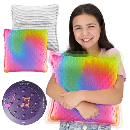 Special Supplies Vibrating Pillow Sensory Pressure Activated for Kids and Adults, 12†Plush Minky Soft Cover, Textured Therapy Stimulation Bumps- 3 Vibration Modes, Music & Voice Recording-Multi-Color