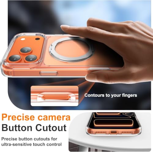 Image of EGOTUDE for iPhone 18 Pro /iPhone 17 Pro Case | Clear Hard Back Cover with 360 Magnetic Rotate Stand