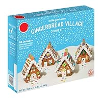 DIY Easy Build Gingerbread Village Kit – 20.8 oz Christmas Cookie Decorating Kit with Candy & Icing - Makes 4 Mini Houses