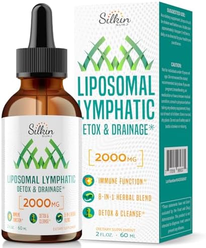 SilkinSurj Liposomal Lymphatic Drainage Drops - Immune and Lymphatic Support Supplements - Detox Cleanse - Lymphedema Relief - PureLymphSwell Blend,Echinacea & Dandelion - 30-Day Supply