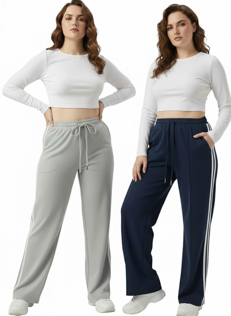 Women Jogger Pants | Cotton Stretchable Joggers for Women | Stylish High Waist Track Pants | Comfortable Casual & Gym Wear Jogger Bottoms | Soft Breathable Fabric with Pockets-Pack of 2-image-19