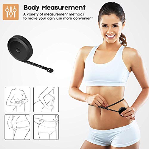 Image of iBayam 2 Pack Tape Measure Measuring Tape for Body Fabric Sewing 60 inch /150cm | Soft White& Retractable Black Double Scales Ruler, Vinyl Measuring Tape for Tailor Home Craft Body Weight Loss Cloth Knitting