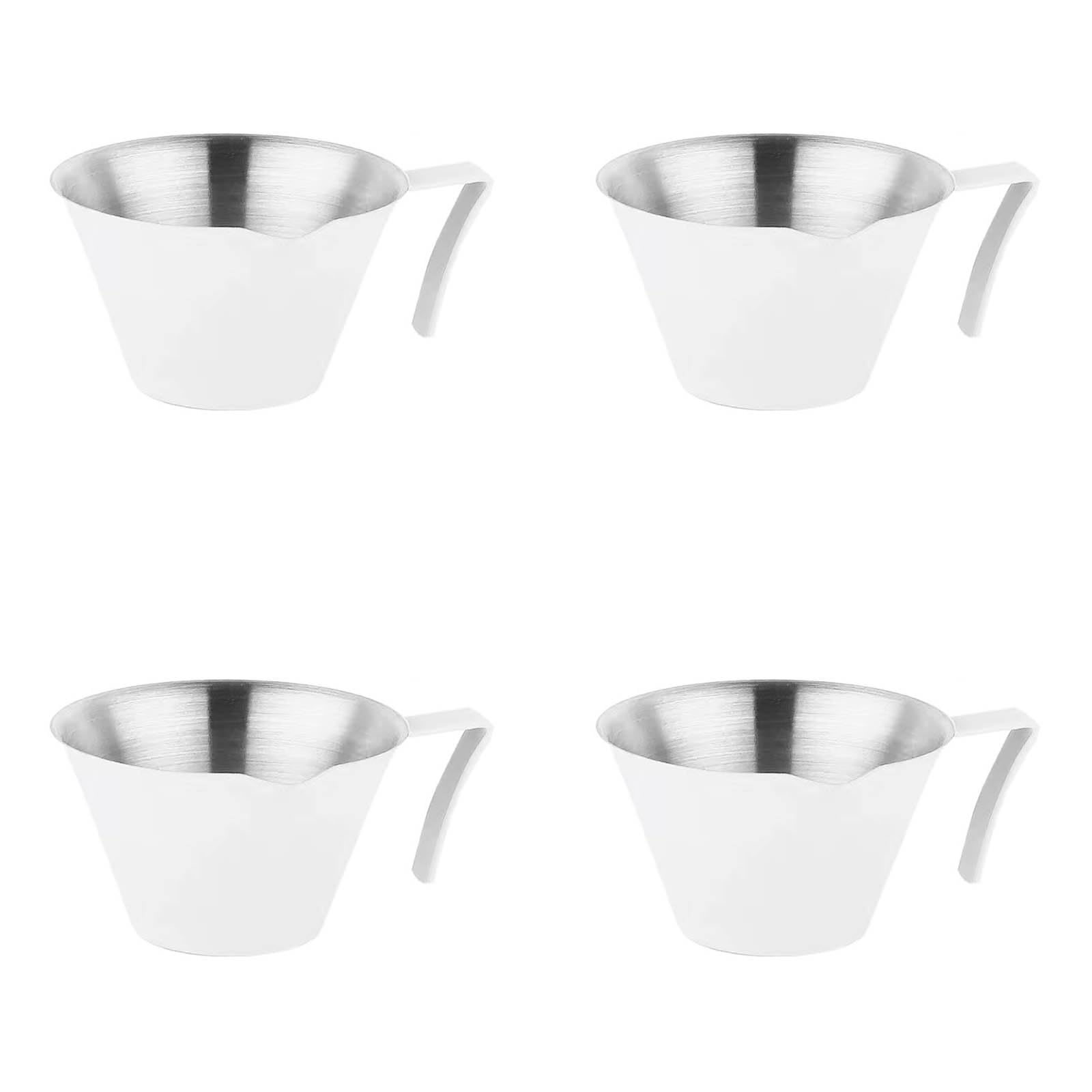 Tsophreniq 4Pcs 100ml Thickened Ounces Coffee Cup Stainless Steels Coffee Measuring Cup with Graduated Stainless Steels Espresso with Graduated