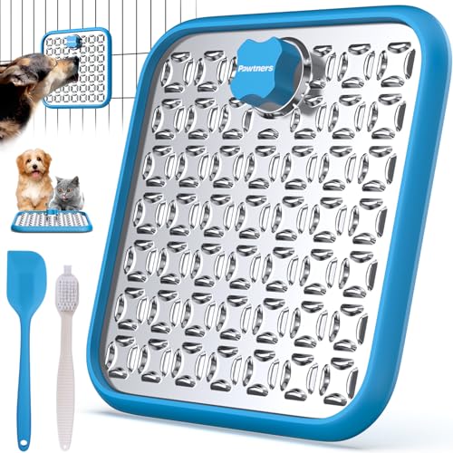 Lick Mat for Dogs & Cats, Stainless Steel Pet Slow Feeder for Crate Boredom & Anxiety Reduce, Cat...