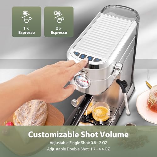 Gevi Commercial Espresso and Coffee Makers, Professional 20 Bar Espresso Maker with Milk Frother, Stainless Steel Expresso Coffee Machines for Home, Compact Cappuccino Machine, Great Gift by Gevi - Image 5