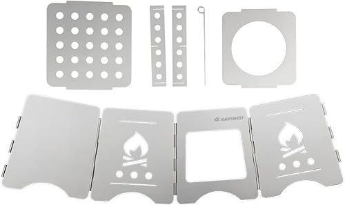 Miniatura 6 de Estufa de leña AVOFOREST Estufa de mochilero Estufa de camping de acero inoxidable plegable para mochileros, camping y senderismo