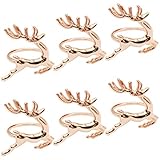  Keleily Servilleteros de Mesa Individuales 6Pzs Servilleteros de Metal Anillo de Hebillas de Ciervo Adecuado para Fiestas, Hoteles, Bodas, Navidad, Cenas, Restaurantes, Decoración de Mesas, Oro Rose