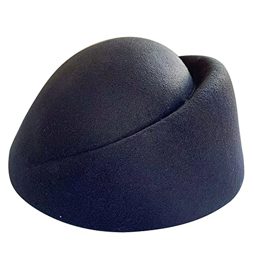 Ying Lan Women Wool Cap Stewardess Pillbox Hat Vintage Fascinator Base Church Wedding Winter Black cover