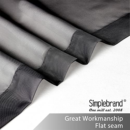 Image of Simplebrand Black Sheer Kitchen Cafe Curtains - 36X36 Inch, 2 Paneled Tier Curtain Rod Pocket Sheers for Bathrooms, Small Windows