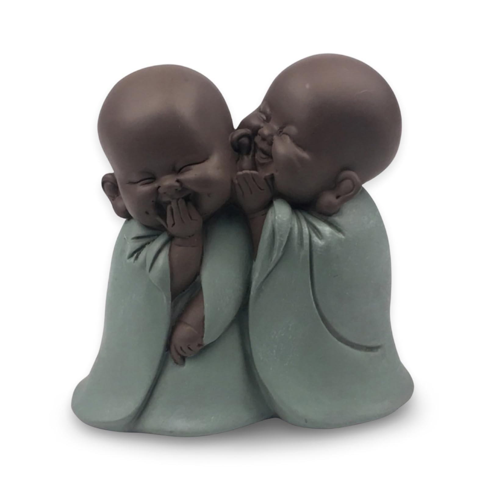 Statuetka Bonze - Uchwyt szczęścia - Dekoracja Zen i Feng Shui - aby stworzyć relaksującą i duchową atmosferę - Pomysł na prezent - wysokość: 12 cm - zielony i brązowy - Zen'Light
