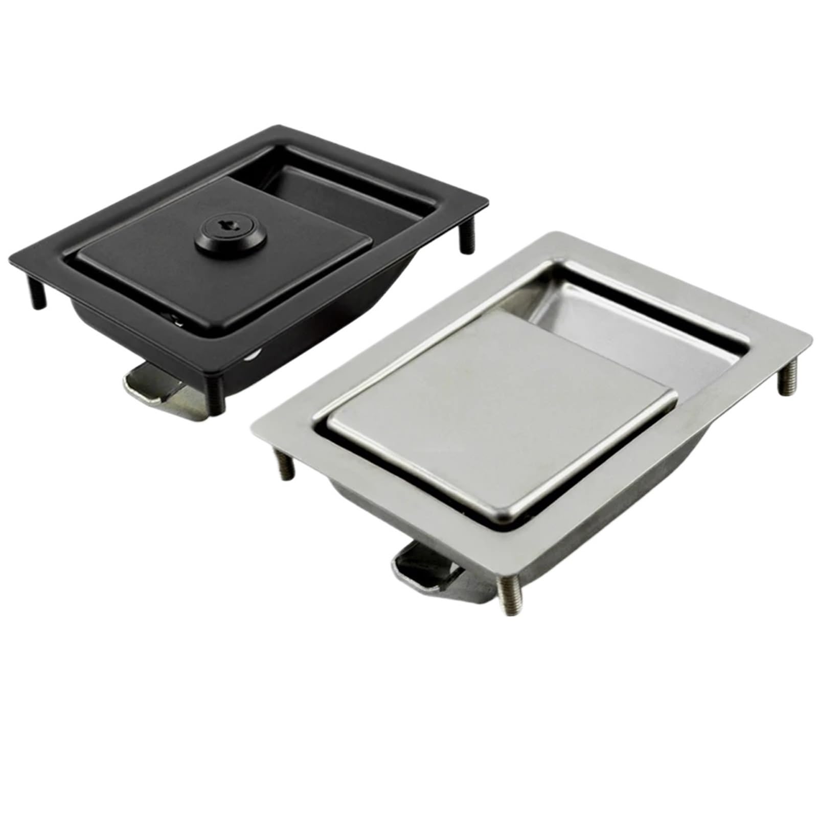 Poignée à palette encastrée avec tringlerie serrure à panneau inox noire anti-vibrations