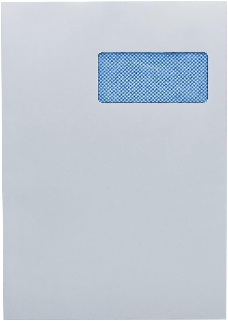 TECNO Prestige Box of 250 Extra White Envelopes with Protective Strip, 90 g, C4 Format 229 x 324 mm with Window 110 x 50 to 52/20