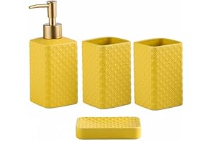 Brighten Your Bathroom with Vibrant Yellow Décor: Alluring 4-Piece Bathroom Accessory Set