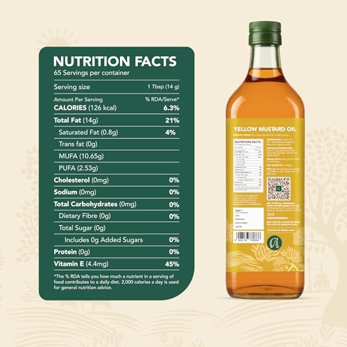 Image of Anveshan Wood Pressed Yellow Mustard Oil-1 Litre | Plastic Bottle | Kolhu /Kacchi Ghani /Chekku | Natural | Chemical-Free | Cold Pressed Yellow Mustard Oil For Cooking (Pack of 2)