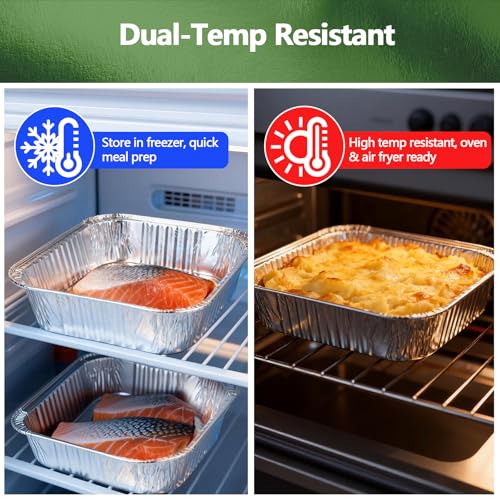 Image of Thickened 20 Pack Heavy Duty Aluminum Pans, 8x8 Small Disposable Aluminum Baking Pans, Square Tin Foil Roasting Tray for Cooking, Meal Prep, Catering, Events, Carton Packaging