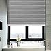 Joydeco Cordless Zebra Blinds for Windows, Dual Layer Free-Stop Zebra Shades Privacy Light Control for Day and Night, Light Filtering Sheer Blinds for Indoor Windows (Grey, 34