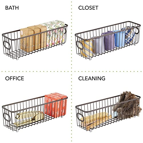 mDesign Keukenmand van metaal – flexibele opbergmand voor de keuken, voorraadkamer enz. – compacte en universele draadmand met handgrepen – bronskleurig - Image 5