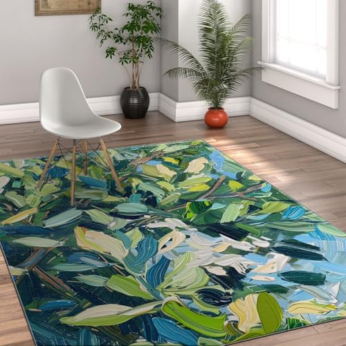 Tapis lavable bleu sarcelle grand format 180x270cm antidérapant à poils ras - 4