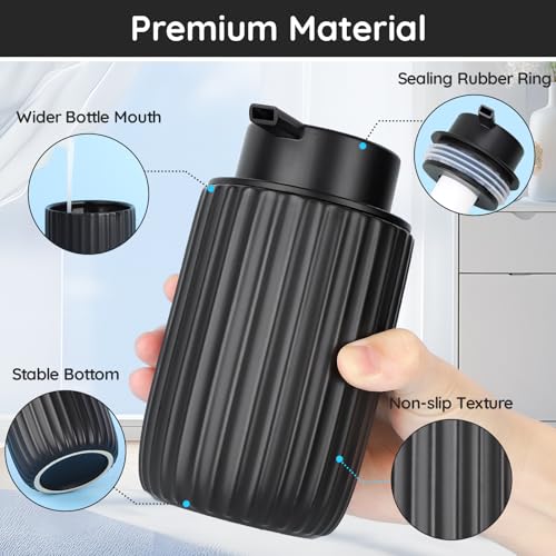 Image of Segbeauty Foaming Soap Dispenser Black, 10.8oz Ceramic Foam Hand Soap Dispenser for Bathroom, 320ml Empty Refillable Liquid Containers for Kitchen, Lotion Dispensers Bottle with Foaming Pump