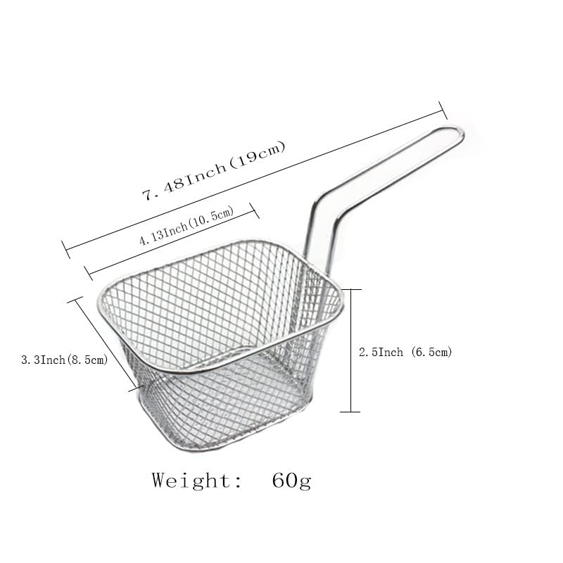 8pcs Mini Square Fry Basket Present Fried Food, Table Serving Mini Chip Baskets Mini Fryer Serving Food Presentation Basket Kitchen 3