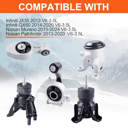 Engine Motor Mount Set & Trans Mount Compatible with Infiniti JX35 2013 & Infiniti QX60 2014-2020 & Nissan Murano 2015-2024 &Nissan Pathfinder 2013-2020 Replacement for A7394 A4365HY A7395 A7386 A4373 by TeukRiGa - Used condition - Image 2