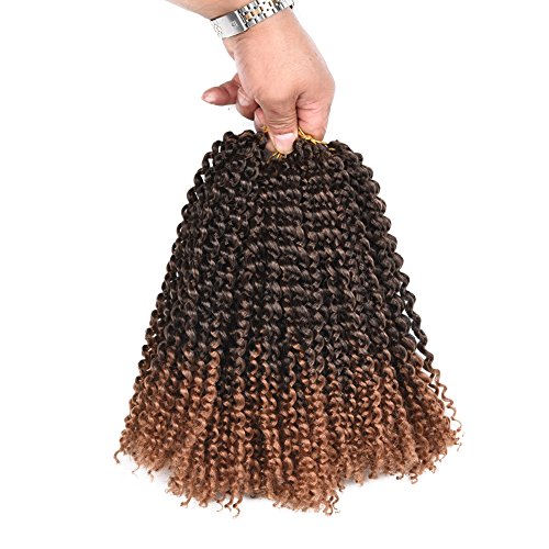10Inch Marelybob Kinky Curly Crochet Braids Twist Hair 24Strands Afro Curly Weave Braiding Hair Synthetic Hair Extensions (10inch, T1B/30)