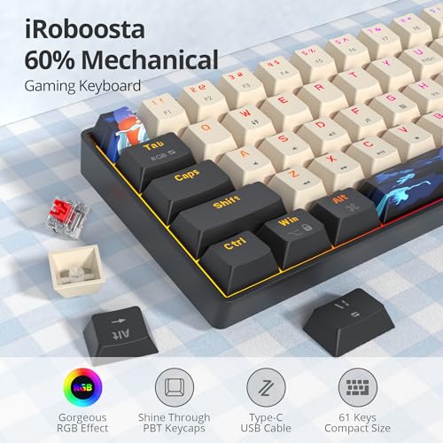 Clavier de jeu mécanique orange 60 % avec touches PBT et rétroéclairage RVB