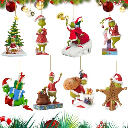 8er Set Flache Weihnachtsbaumschmuck 2D Acryl Christbaumschmuck...