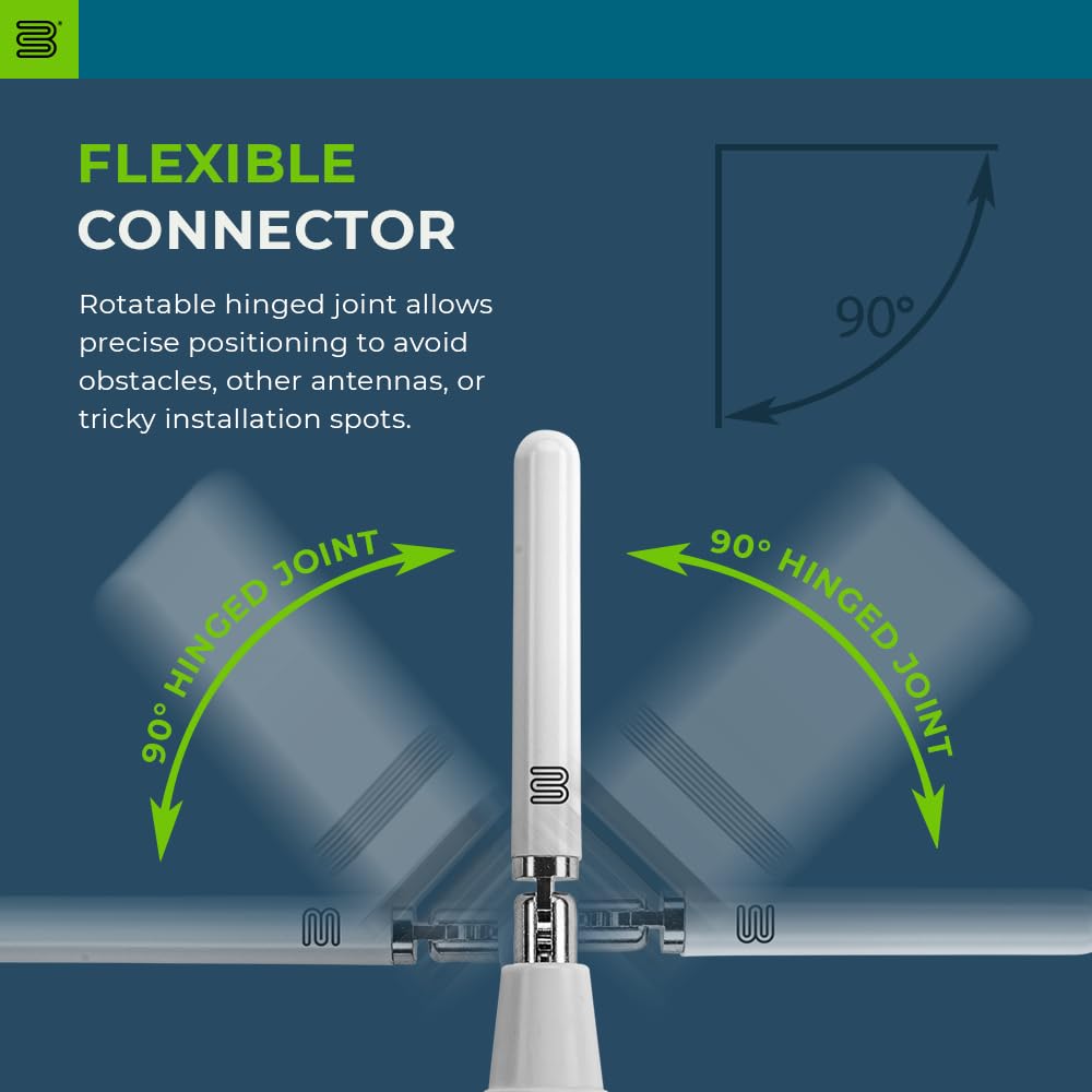 Bolton Lot de 2 antennes WiFi pour fléchettes | Monopole | Double bande 2,4/5,8-7,125 GHz | Connecteur RP-SMA M | Omnidirectionnel | Compact, rotatif, à charnière | Pour routeurs WiFi et points