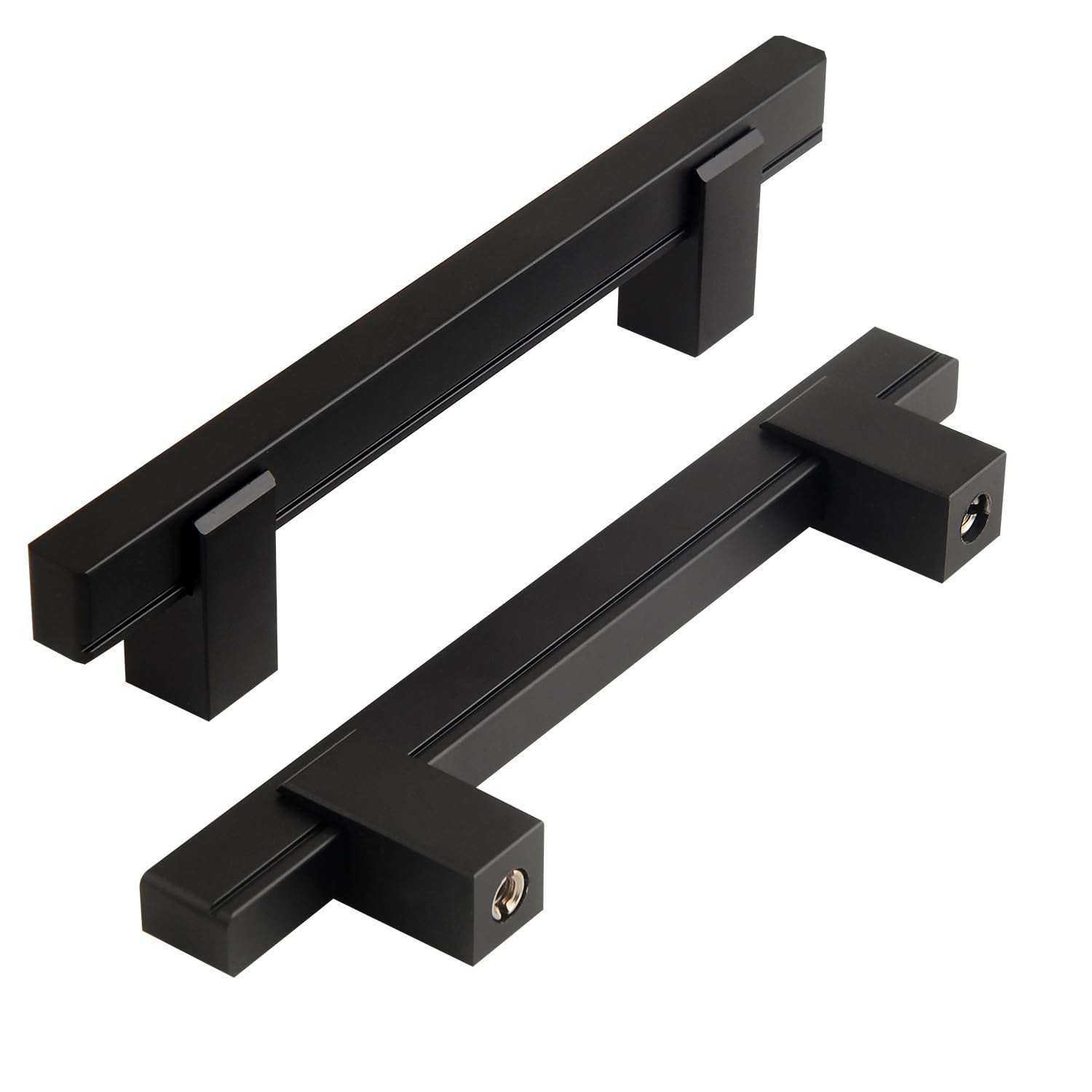 funifiti Adjustable Cabinet Drawer Pulls, Modern Square Bar Handles, 12 Inches Length, 3 Inches Width, Black and Brushed Nickel Finish, with Installation Hardware (5, Black, 3"-4.5")