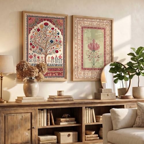 Image of kotart Indian Traditional Art Wall Painting Home Decoration With Frame For Living Room Bed Room Hotel Wall Decor Digital Reprint Engineered Wood Set of 2 (14 X 20 INCH)
