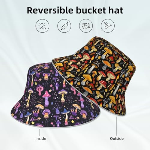 Image of Bucket Hat Double-Side-Wear Reversible Sun Hat Beach Travel Hiking for Women Men