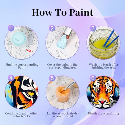 Image of Okarina 6 Pack Paint by Numbers Kit for Adults Beginner, Animals Adult Paint by Number Kits on Canvas Without Frame, Animal DIY Acrylic Oil Painting by Numbers Kits, Perfect for Home Decor 10x14 Inch