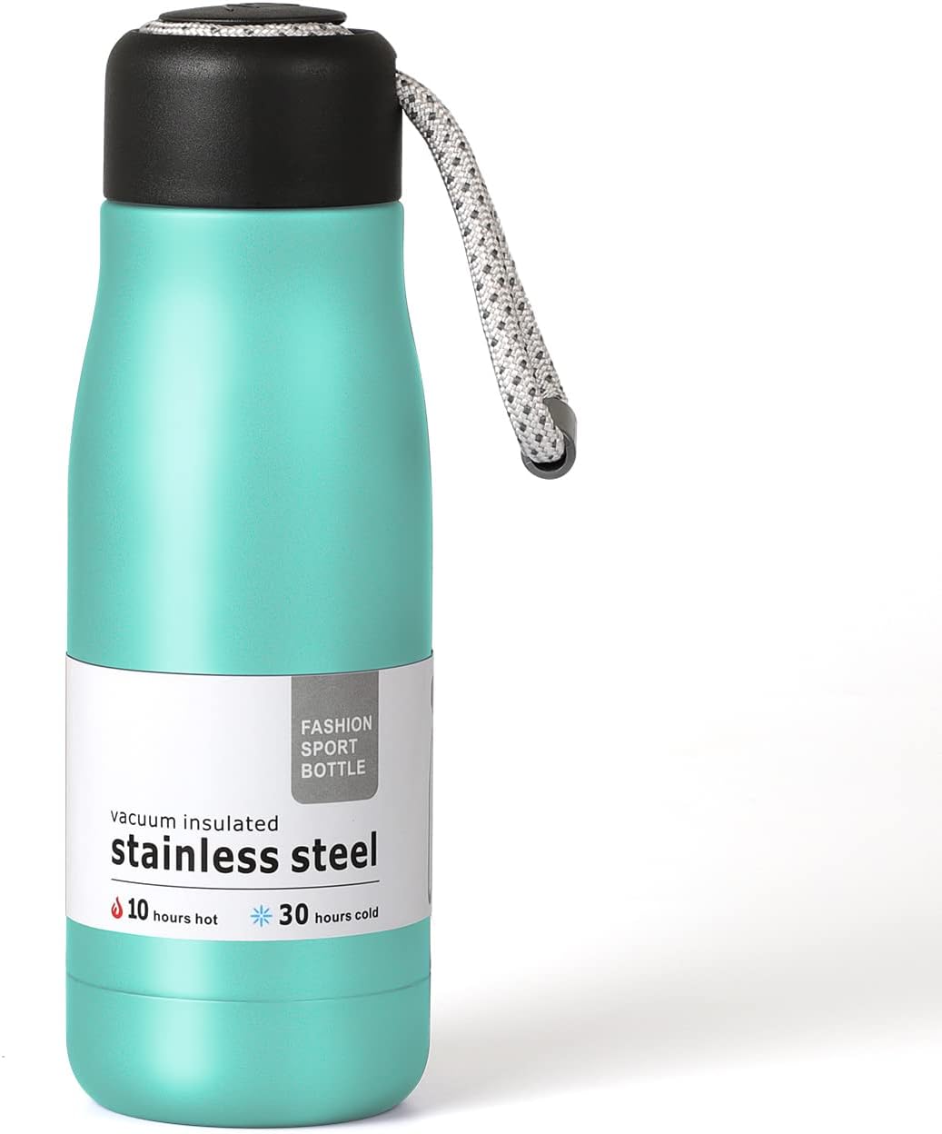 12 oz Stainless Steel Vacuum Insulated Bottle w/Strap Lid, Seafoam