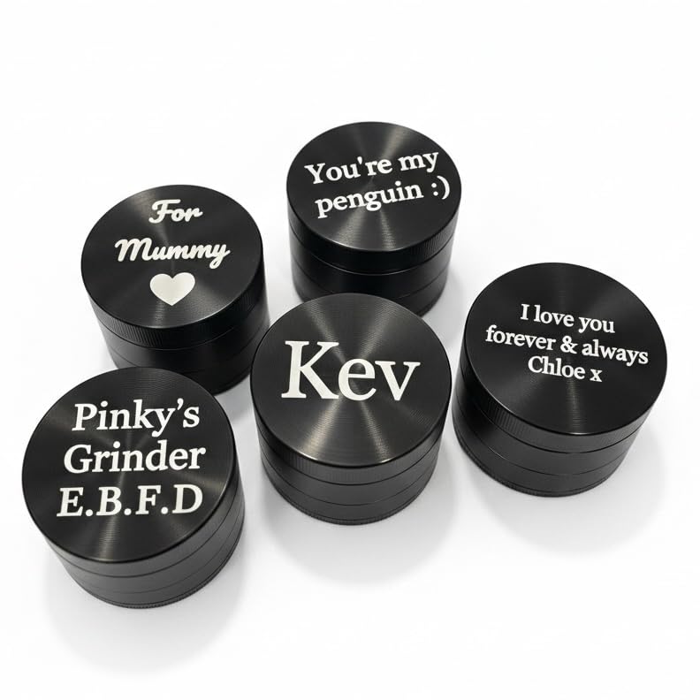 Personalised Grinder for Herbs - Mini 40mm Metal with Solid Teeth - 4 Parts Hemp, Pepper Spice 420 Gift