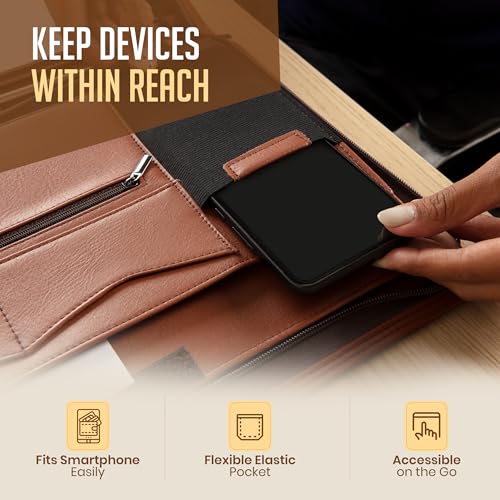 image for STYLIO Zipper Padfolio Portfolio Binder Organizer (Tan Color) | Faux L