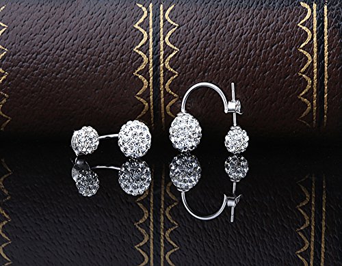925 Sterling Silver Double Ball Earrings Jacket Front Back 2 in 1 Stud Earrings2