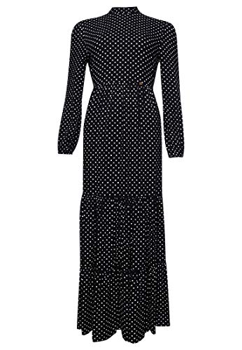 Superdry Damen Skylar Maxikleid Schwarz Gepunktet 38