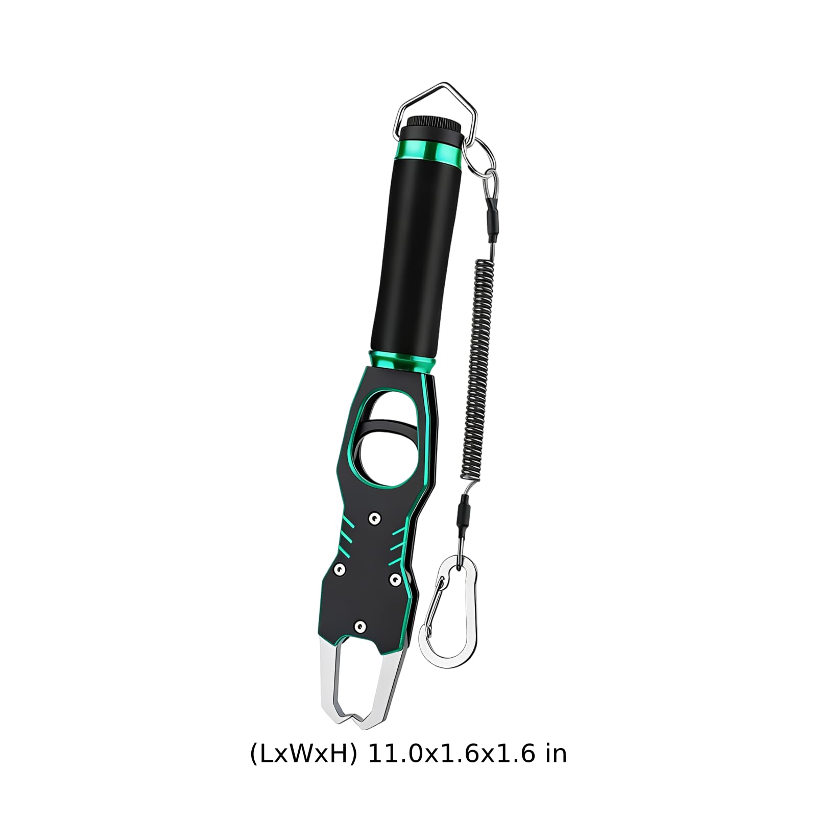 Fischlippenzange mit Skala, Aluminium-Fischgreifer mit 360° Drehgriff und rutschfestem Griff, sofortiges Wiegen bis 39,7 lbs/18 kg, 11 in/28 cm Fischzange mit Lanyard und Karabiner
