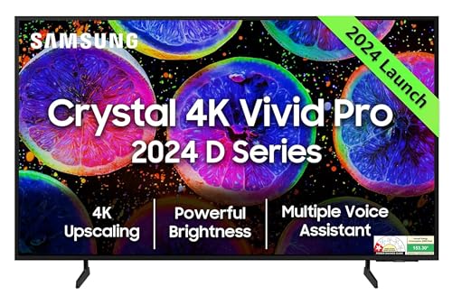 Samsung 108 cm (43 inches) D Series Brighter Crystal 4K Vivid Pro Ultra HD Smart LED TV UA43DUE77AKLXL (Black)