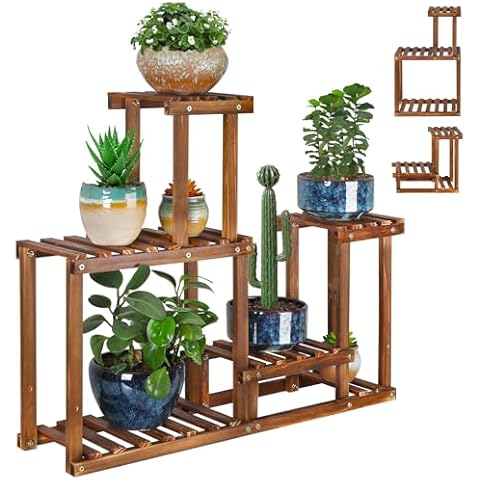 COOGOU Plant Stand for multiple Plants Stands Indoor Outdoor Flower Pot Stand 5 Tiers Flower Shelf Rack Plants Stands for Patio Balcony Living Room （Upgrade 2 in 1 ） Cover